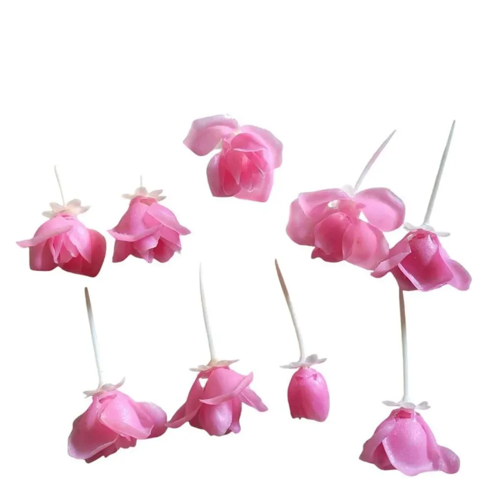 9 Vintage Pink Rose Cake Cupcake Plastic Picks